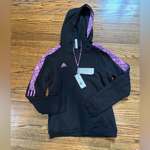 Adidas size medium hoodie black & purple brand new with tags. - Picture 2 of 4